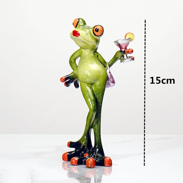 Resin Girl Frog with Handbag Figurine Home Desk Decoration