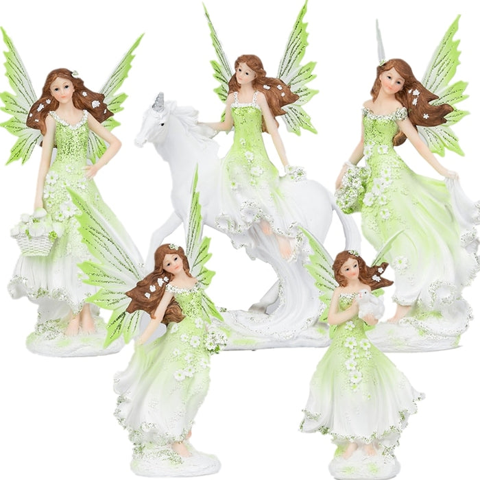 Resin Fairy with Unicorn Figurines Home Desk Decoration