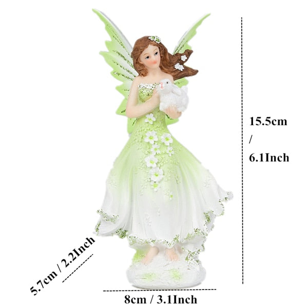Resin Fairy with Unicorn Figurines Home Desk Decoration