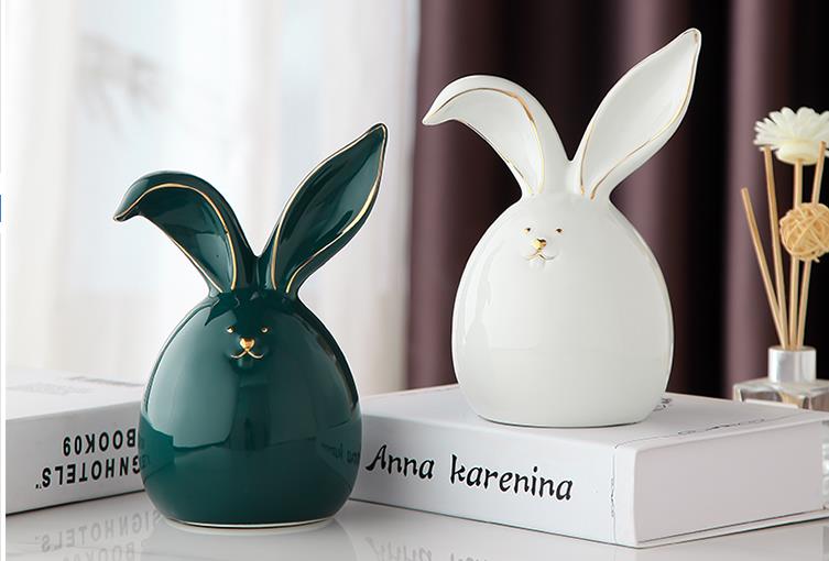 Cute Ceramic Rabbit Home Office Decor