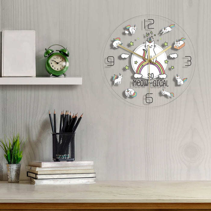 Cute Cat Unicorn Unique LED Style Decorative Wall Clock