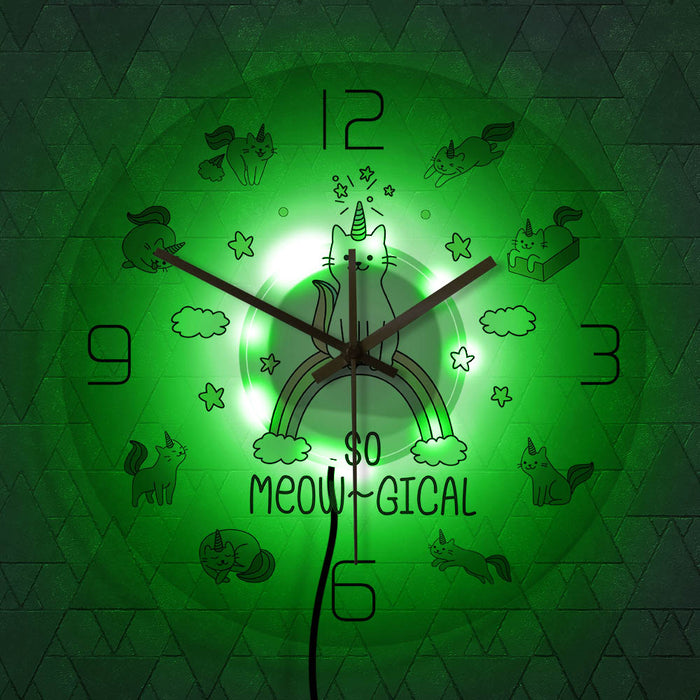 Cute Cat Unicorn Unique LED Style Decorative Wall Clock