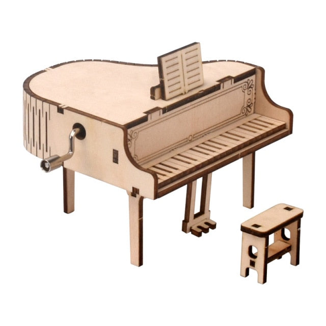 DIY Grand Piano Hand Cranked Music Box Home Decor