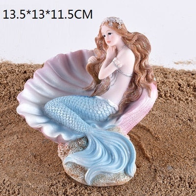 Mermaid with Shell Sculpture Home Office Decor