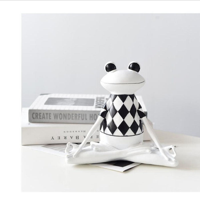 Cute Frog in Yoga Lotus Position Resin Figurines