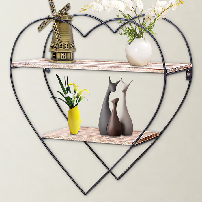 Wood and Iron Heart-shaped Wall Organizer Decorations