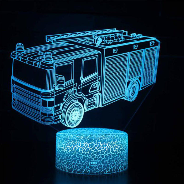 LED Fire Truck 7 Color 3D Desk Light Home Decor