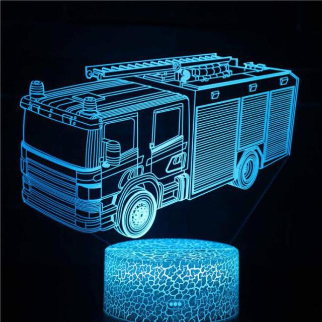 LED Fire Truck 7 Color 3D Desk Light Home Decor