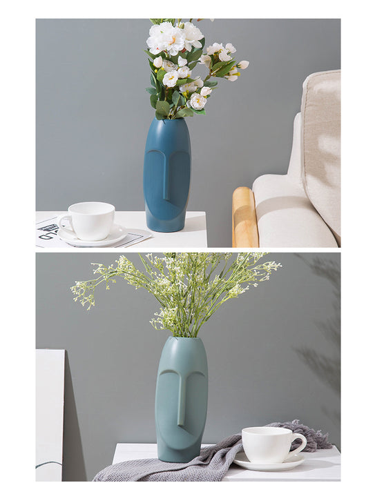 Moai Style Plastic Vase Home Office Decor