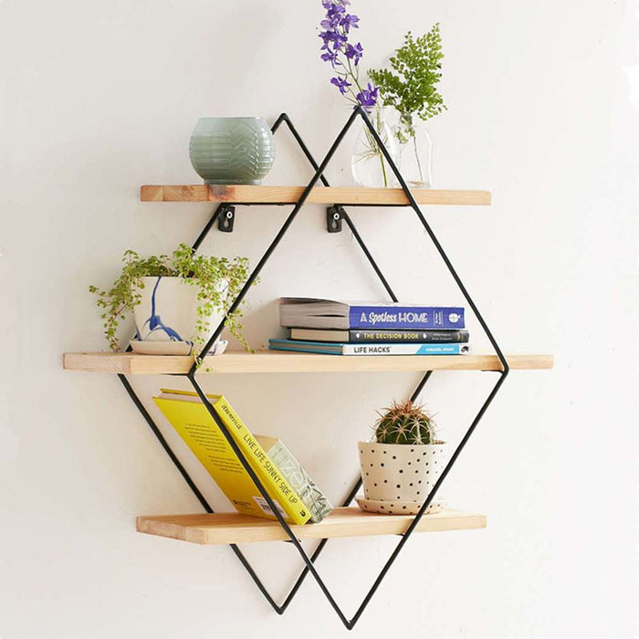 Diamond Wood Design Wall Organizer Decorations