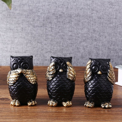 Resin Perseus Owl BUBO Sculpture Desk Decoration