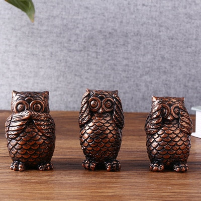 Resin Perseus Owl BUBO Sculpture Desk Decoration