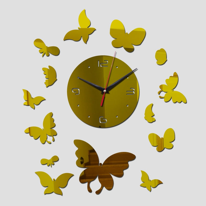 DIY Butterfly Mirror Design Acrylic Wall Clock