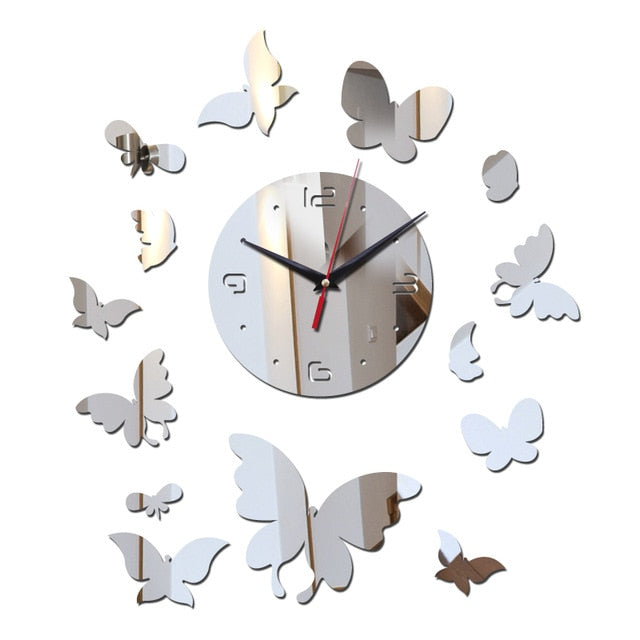 DIY Butterfly Mirror Design Acrylic Wall Clock