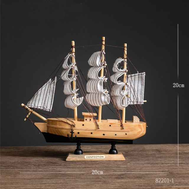 Wooden Sail Boat Galleon Style Home Desk Decoration