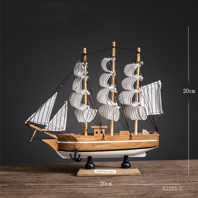 Wooden Sail Boat Galleon Style Home Desk Decoration