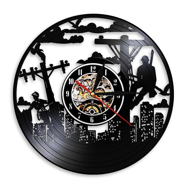 Electric Lineman Worker Vinyl Wall Clock