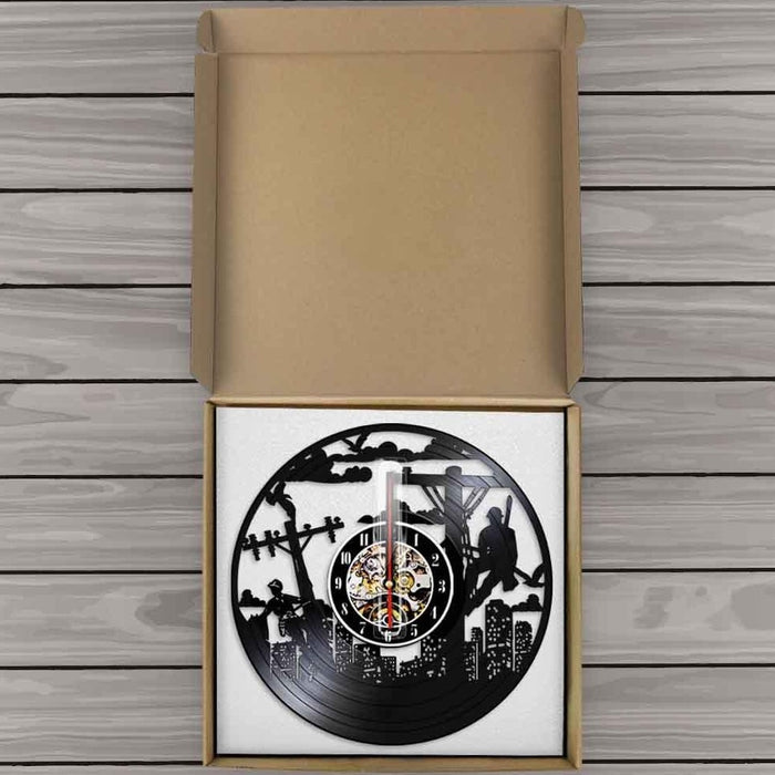 Electric Lineman Worker Vinyl Wall Clock