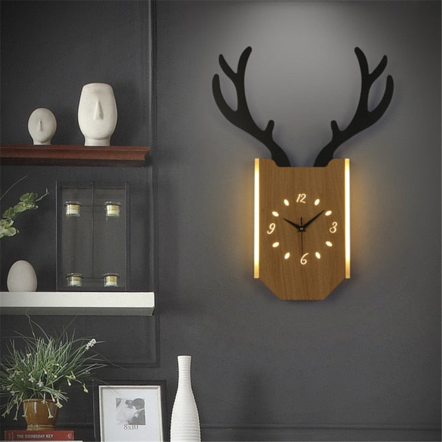 Decorative Tri Color Light Deer Wall Clock