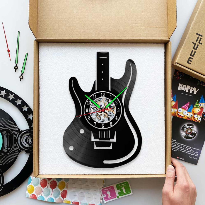 Guitar Style Vinyl Record Wall Clock