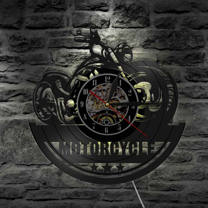 Vintage Motorcycle Wall Art Clock