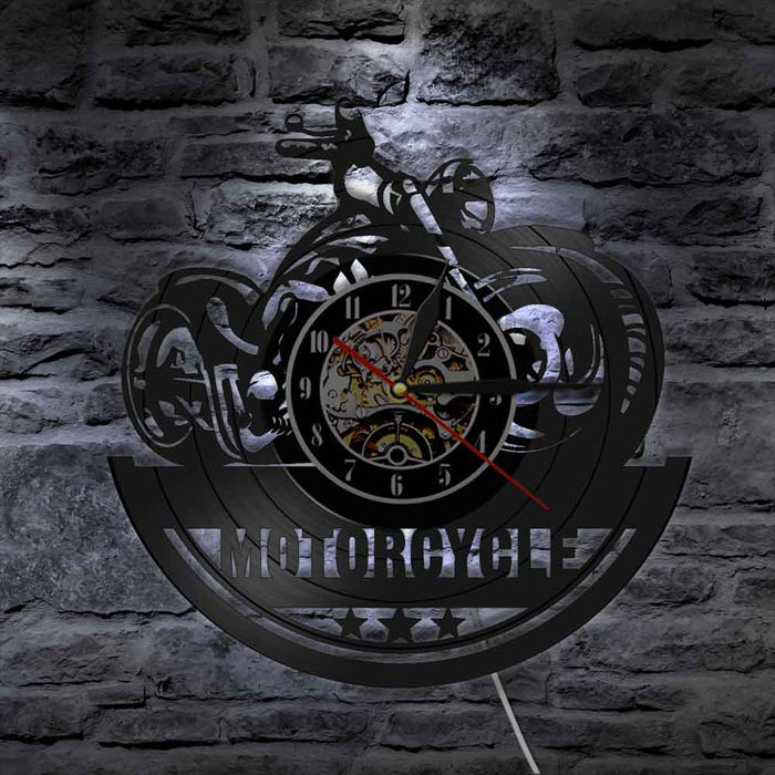 Vintage Motorcycle Wall Art Clock
