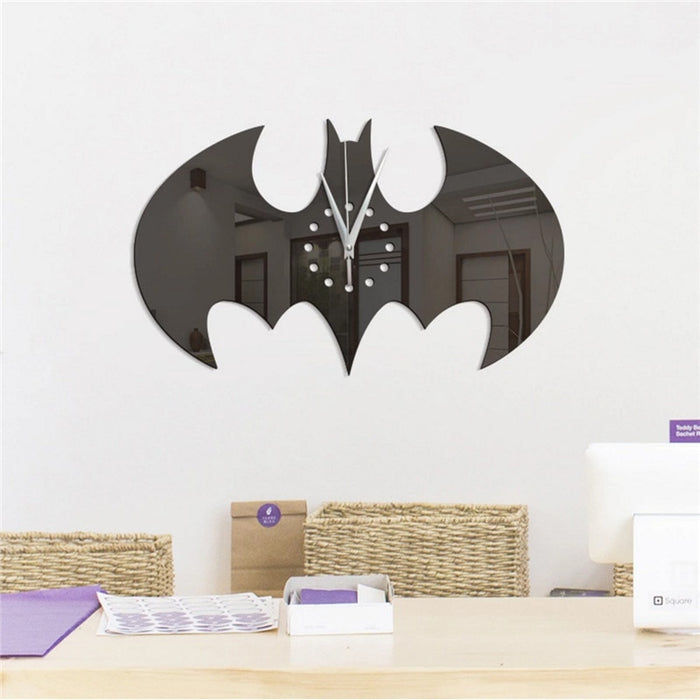 Batman Logo Mirror Sticker Wall Clock