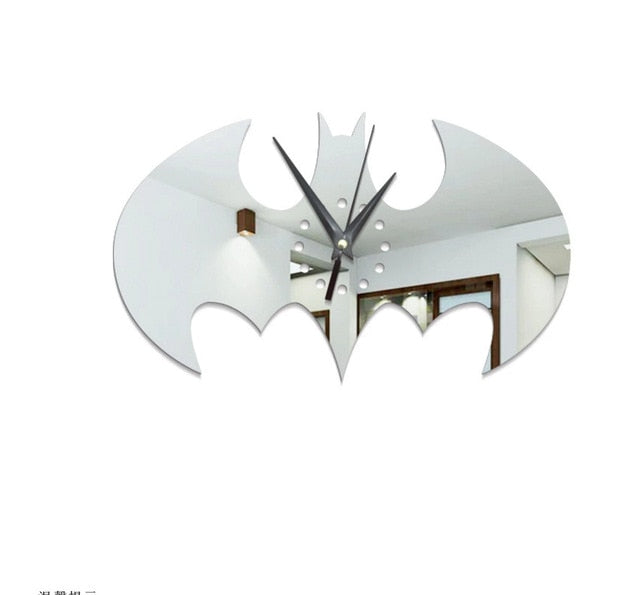 Batman Logo Mirror Sticker Wall Clock