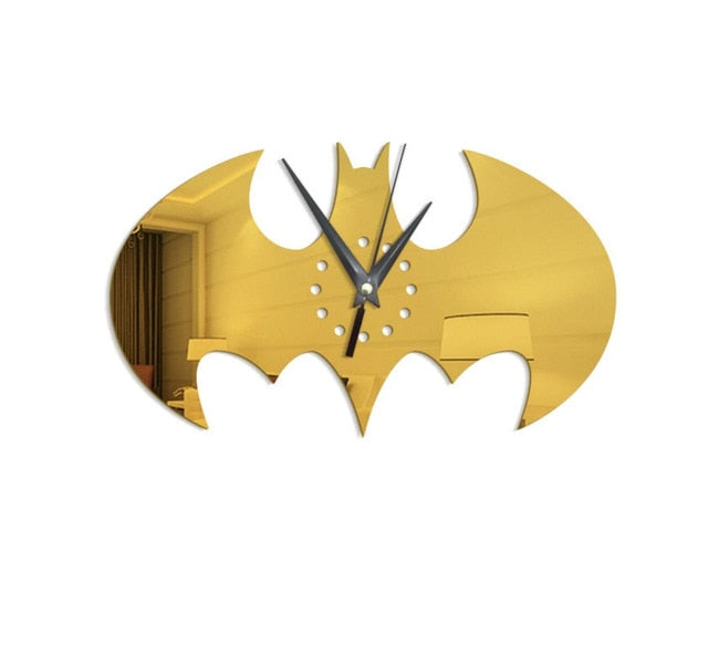 Batman Logo Mirror Sticker Wall Clock