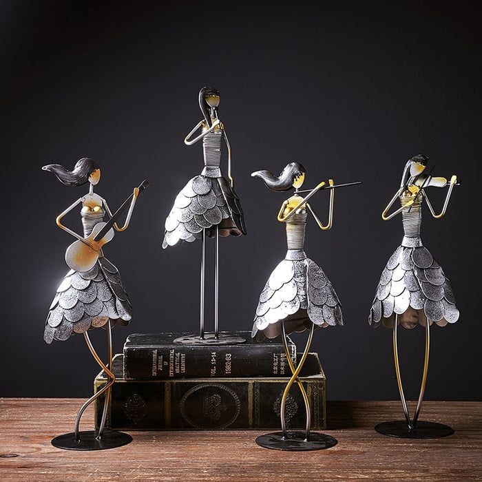 Retro Girls Band Metal Sculpture Home Office Decor