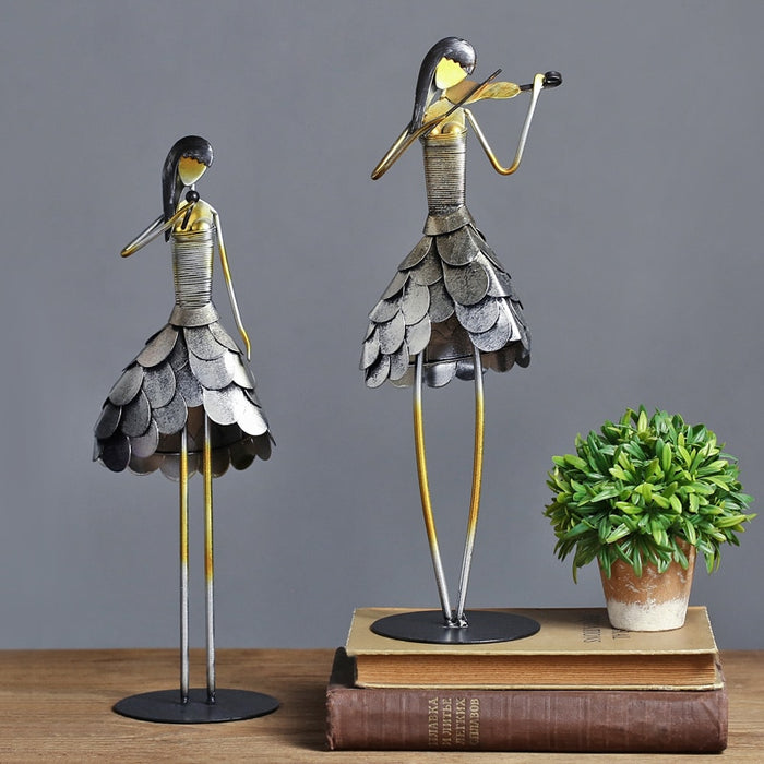 Retro Girls Band Metal Sculpture Home Office Decor