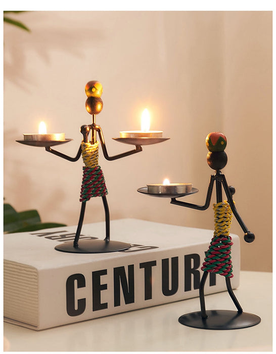 Cute Metal Tealight Holder Figurines Home Decor Organizer