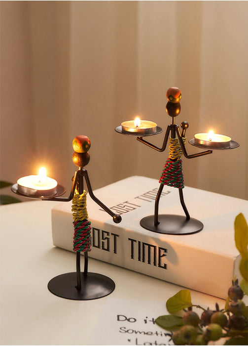 Cute Metal Tealight Holder Figurines Home Decor Organizer