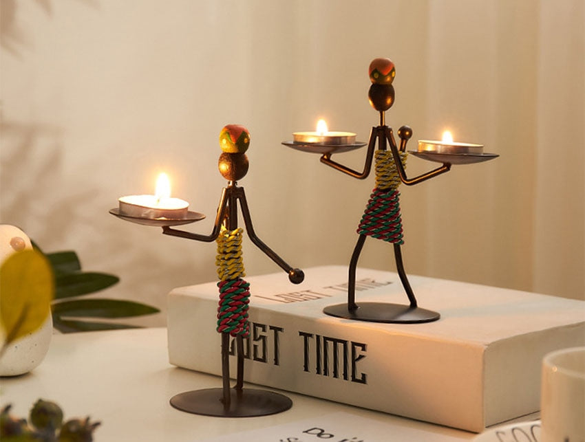 Cute Metal Tealight Holder Figurines Home Decor Organizer