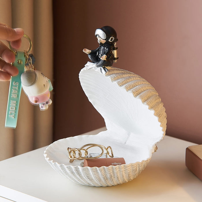 Diver with Shell Storage Figurine Home Office Decor