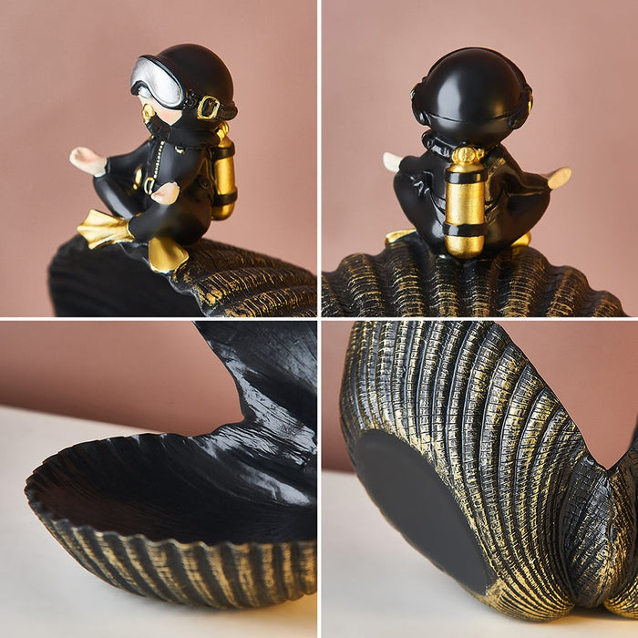 Diver with Shell Storage Figurine Home Office Decor