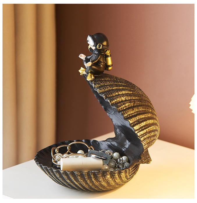Diver with Shell Storage Figurine Home Office Decor