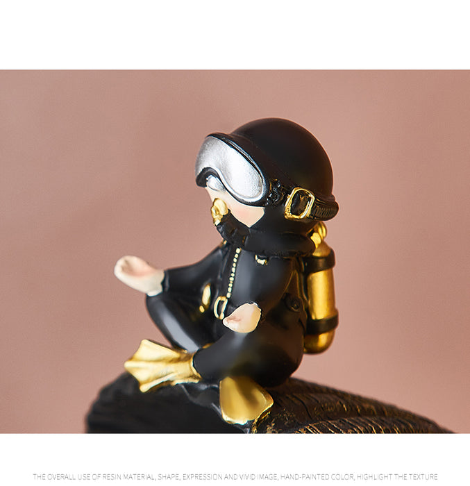 Diver with Shell Storage Figurine Home Office Decor