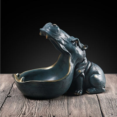 Open-Mouth Hippopotamus Storage Figurine