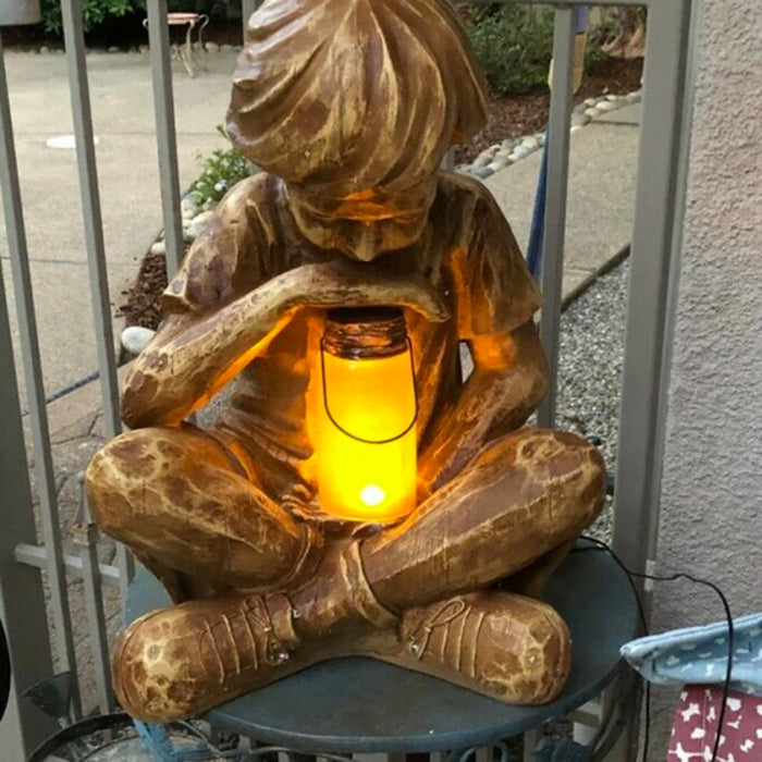 Boy Statue Resin LED Outdoor Light