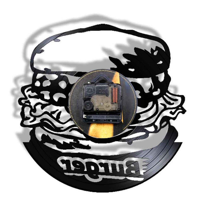 Vinyl Record Burger Design Wall Clock