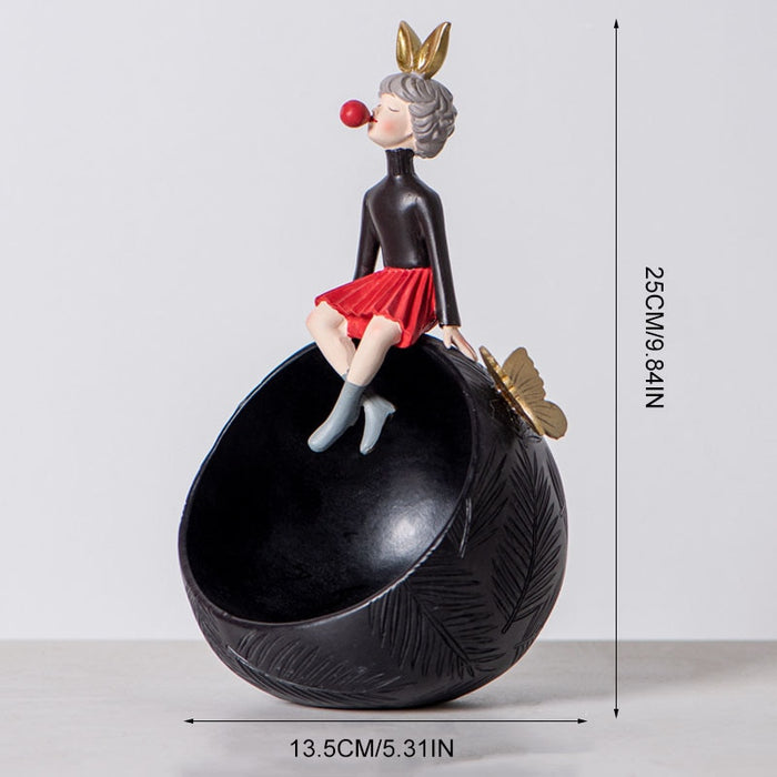 Bunny Bubble Girl Staue Home Office Decor
