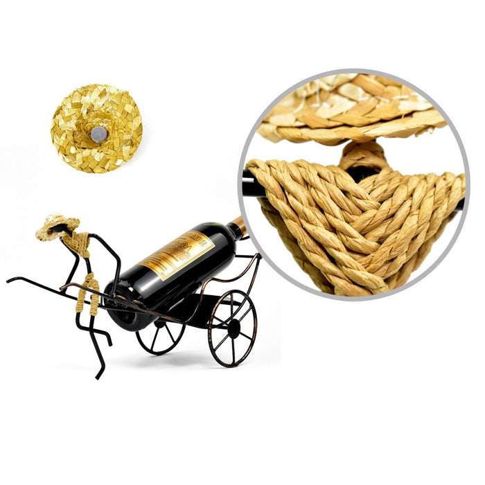 Unique Pulled Rickshaw Wine Holder Home Decor