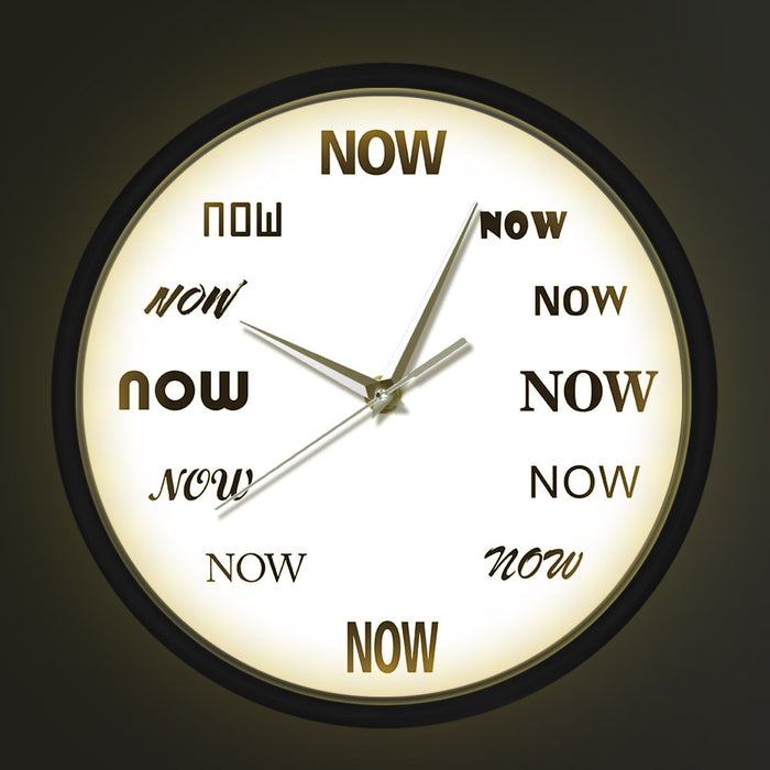 LED Metal Frame NOW design Wall Clock