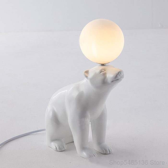 Ceramic Polar Bear LED Desk Light Home Decor