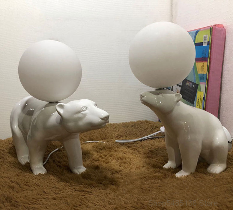 Ceramic Polar Bear LED Desk Light Home Decor