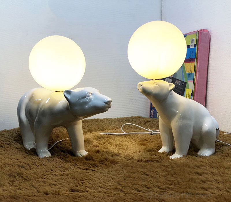 Ceramic Polar Bear LED Desk Light Home Decor