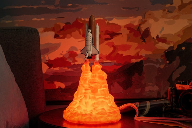 LED Space Rocket Desk Light Home Decor