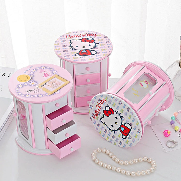 Round Hello Kitty Music Jewelry Box Home Decor