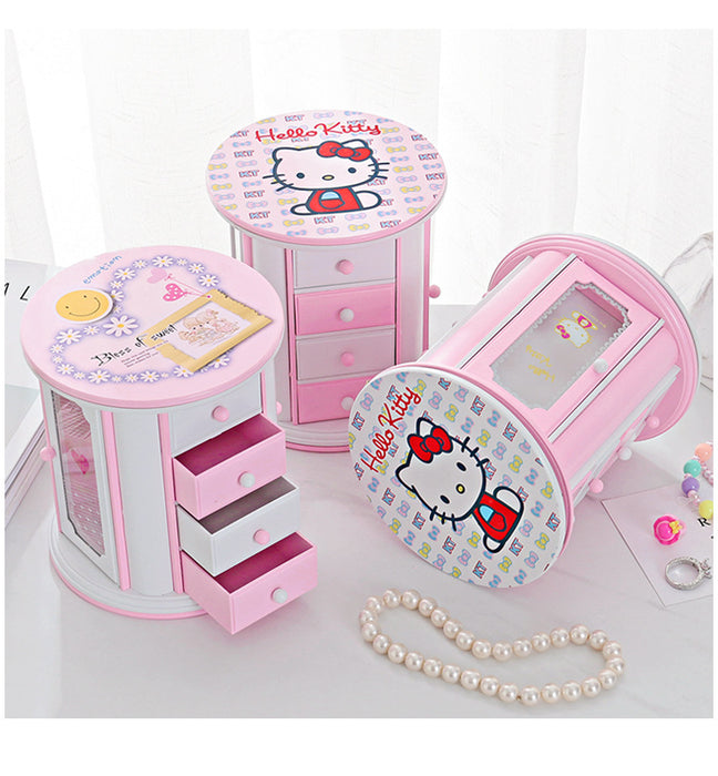 Round Hello Kitty Music Jewelry Box Home Decor